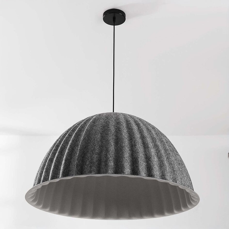 Suspension Siza avec aspect textile gris plissé – Ø77 cm