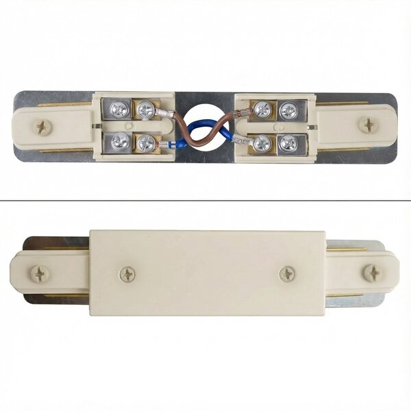 Bloc d’alimentation double pour raccordement central de rail monophasé, beige