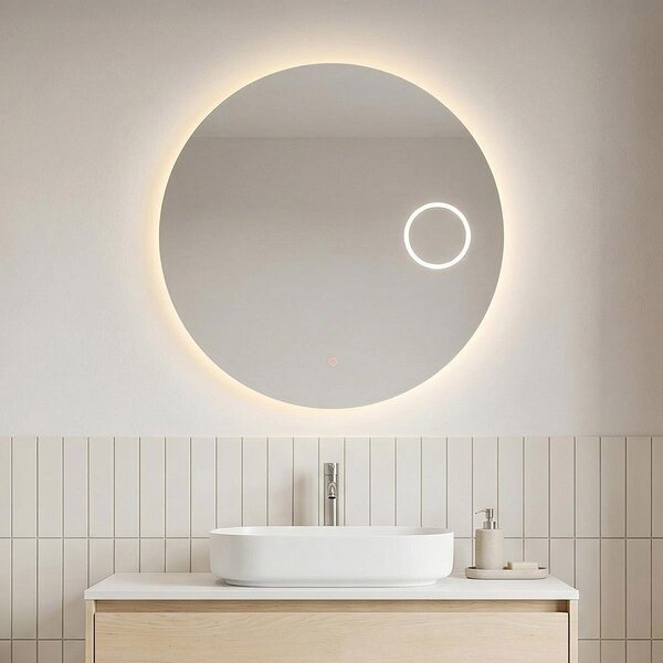 Miroir de salle de bain Lustra Ø80 cm – dimmable, couleur réglable avec chauffage