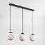 Suspension Marbelle à 3 lumières - globes en verre aspect marbre - noir