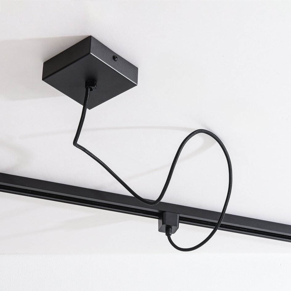 Alimentation pour système de rails monophasé avec capot de plafond – noir (rond ou carré)