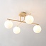 Plafonnier pivotant moderne Nymo beige avec verre blanc laiteux, 4 lumières