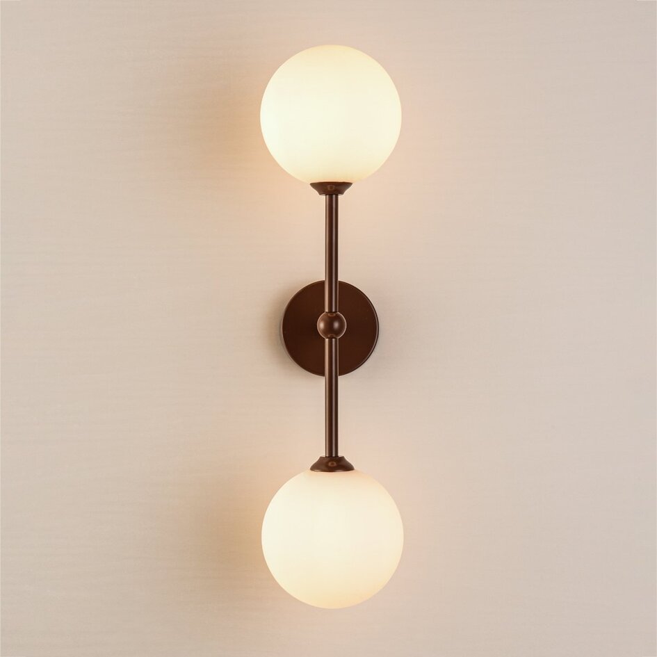 Applique Runda à 2 lumières - brun et verre laiteux