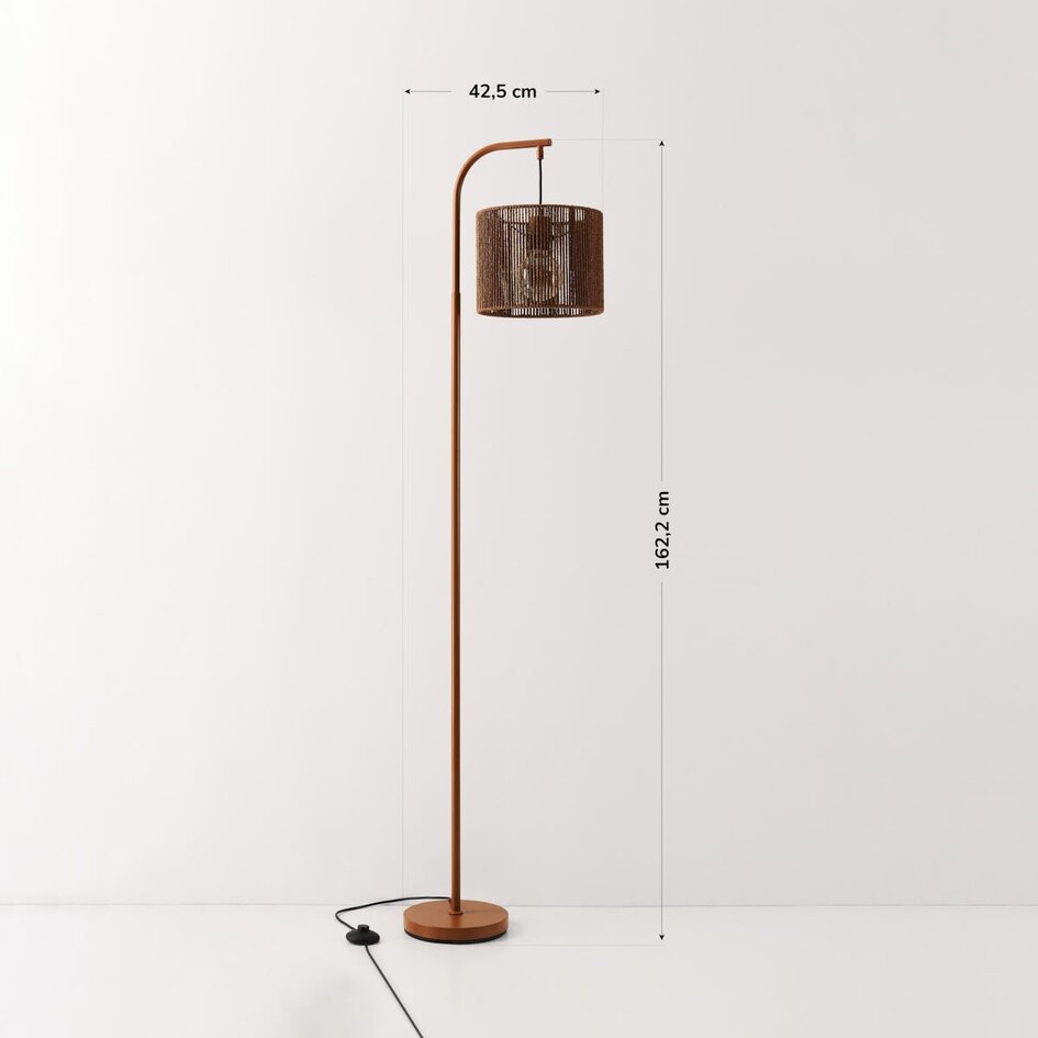 Lampadaire Reed avec abat-jour tressé brun chaud – 160 cm