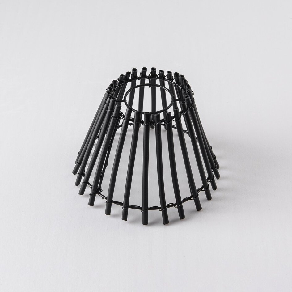 Abat-jour pour guirlande guinguette aspect rotin - noir