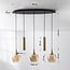 Suspension moderne Eloi à 5 lumières - deux spots GU10 dorés, verre ambré