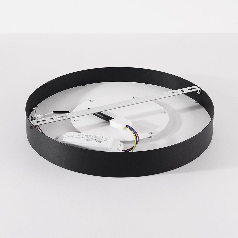 Plafonnier Cercul Ø40 cm noir avec effet feuille d'or – dimmable à 3 étapes