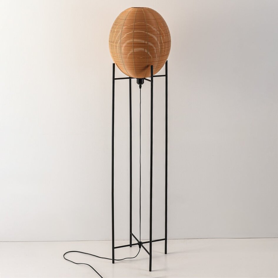 Lampadaire Alera aspect rotin - noir