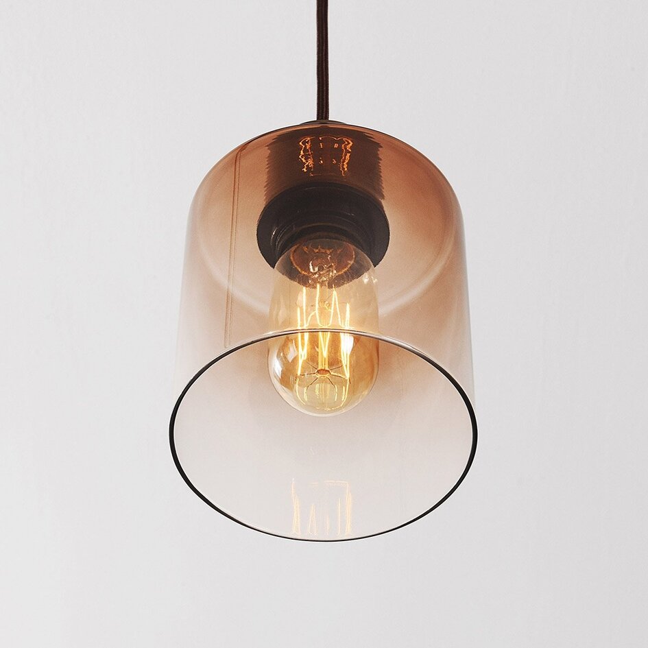 Suspension Palaio à 3 lumières - abat-jour en verre brun dégradé
