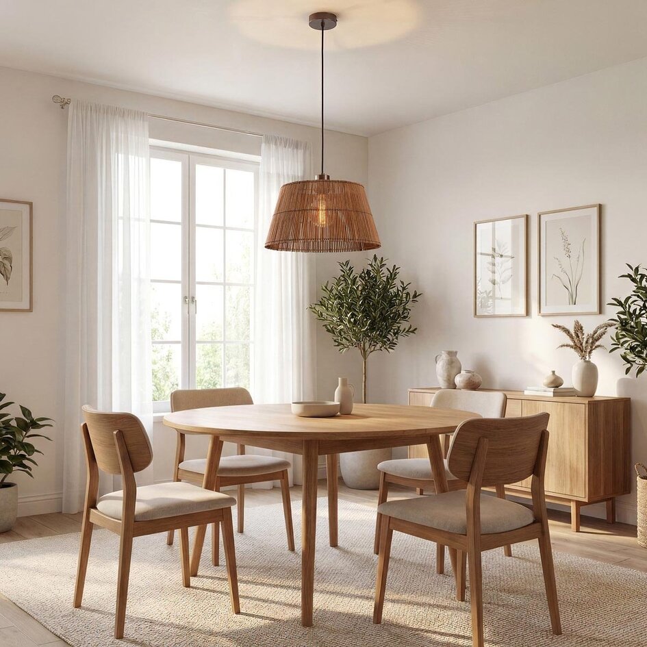 Suspension Tami en bronze chaud avec abat-jour en bambou