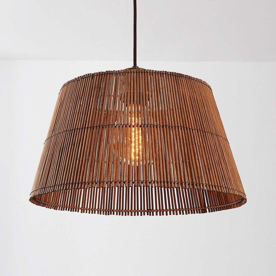 Suspension Tami en bronze chaud avec abat-jour en bambou