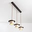 Suspension Japandi Travano à 3 lumières en travertin (pierre naturelle) et bois
