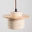 Suspension japandi à 3 lumières Travia en travertin (pierre naturelle) et bois clair