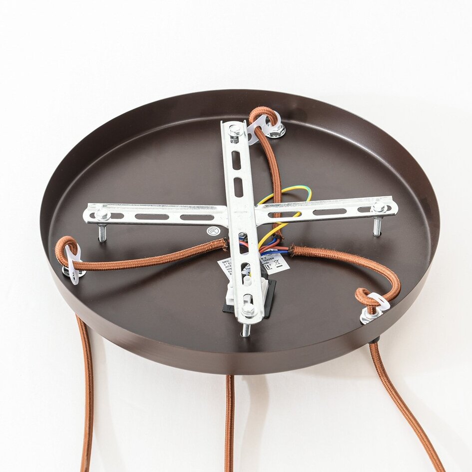 Suspension Japandi à 3 lumières Muro en travertin (pierre naturelle) et bois