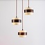 Suspension ronde Mavero en ciment et bois, 3 lumières
