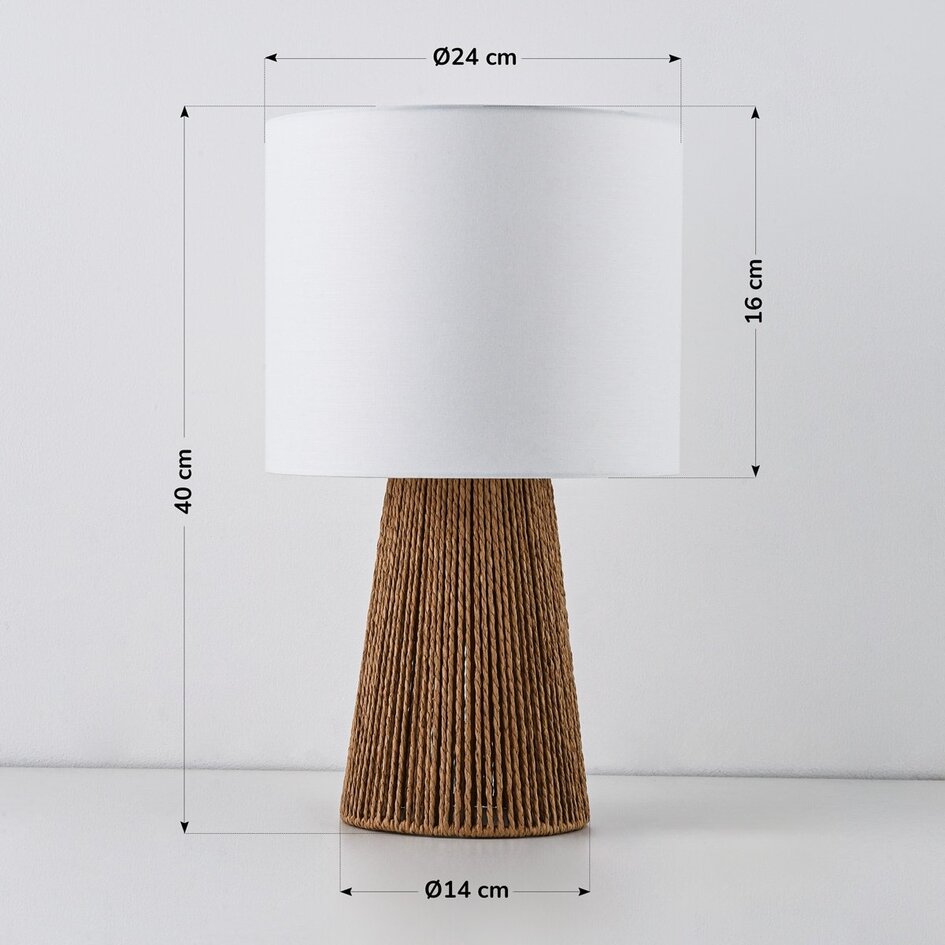 Lampe de table Ranpu Boho-chic brun avec abat-jour blanc