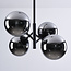 Suspension rétro noire avec verre fumé, 4 lumières - Florence