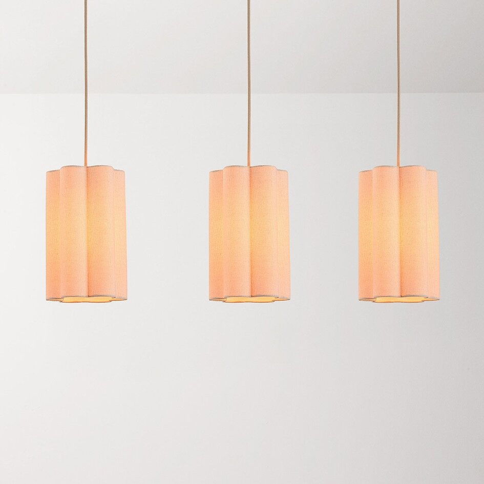 Suspension moderne à 3 lumières Orza en lin beige