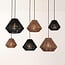 Suspension à 6 lumières Ivero en corde de papier noir et marron
