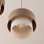 Suspension moderne Kodi beige avec abat-jours en verre blanc laiteux, 3 lumières