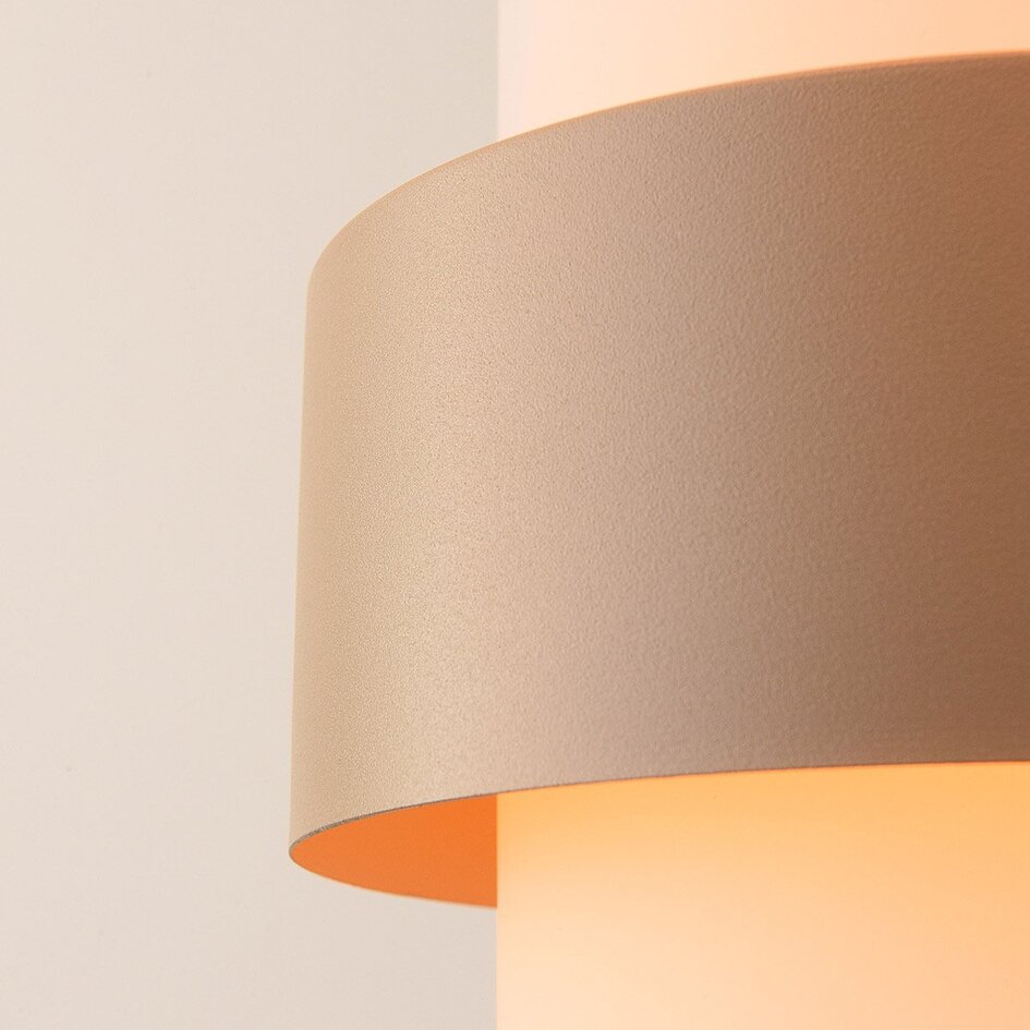 Suspension Kodi à 3 lumières - beige et abat-jour en verre laiteux