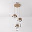 Suspension moderne Kodi beige avec abat-jours en verre blanc laiteux, 3 lumières