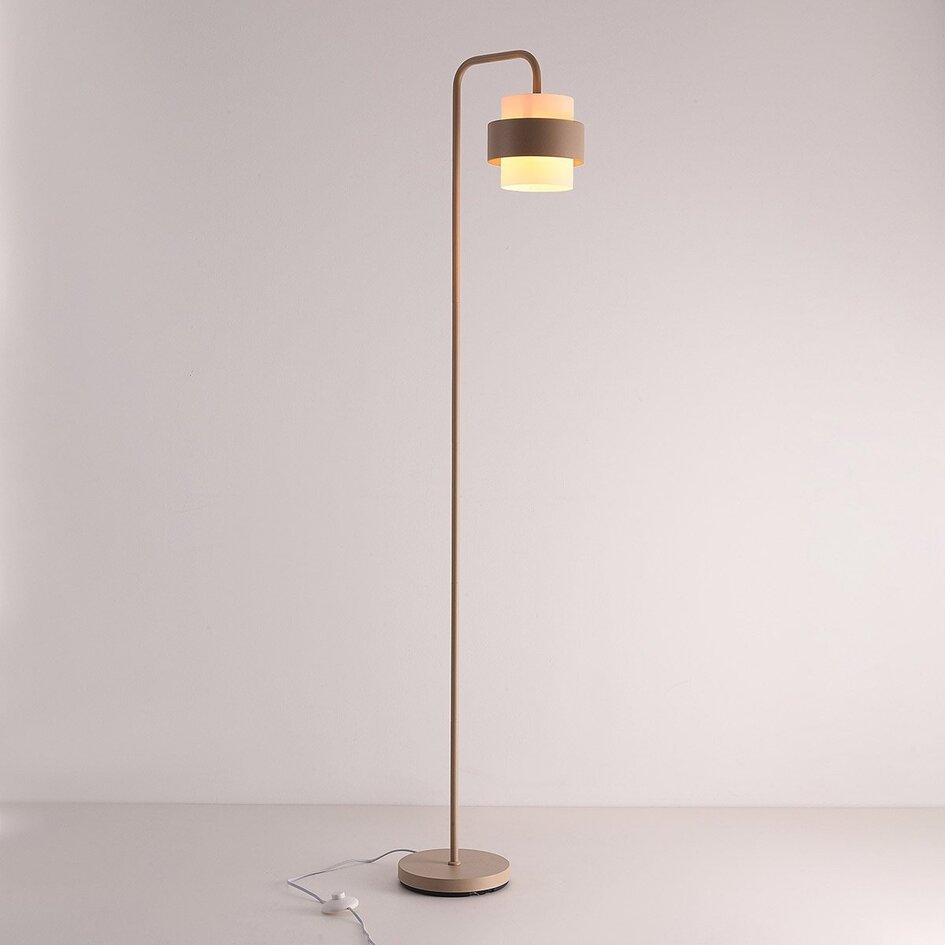 Lampadaire moderne Kodee en beige avec verre blanc laiteux