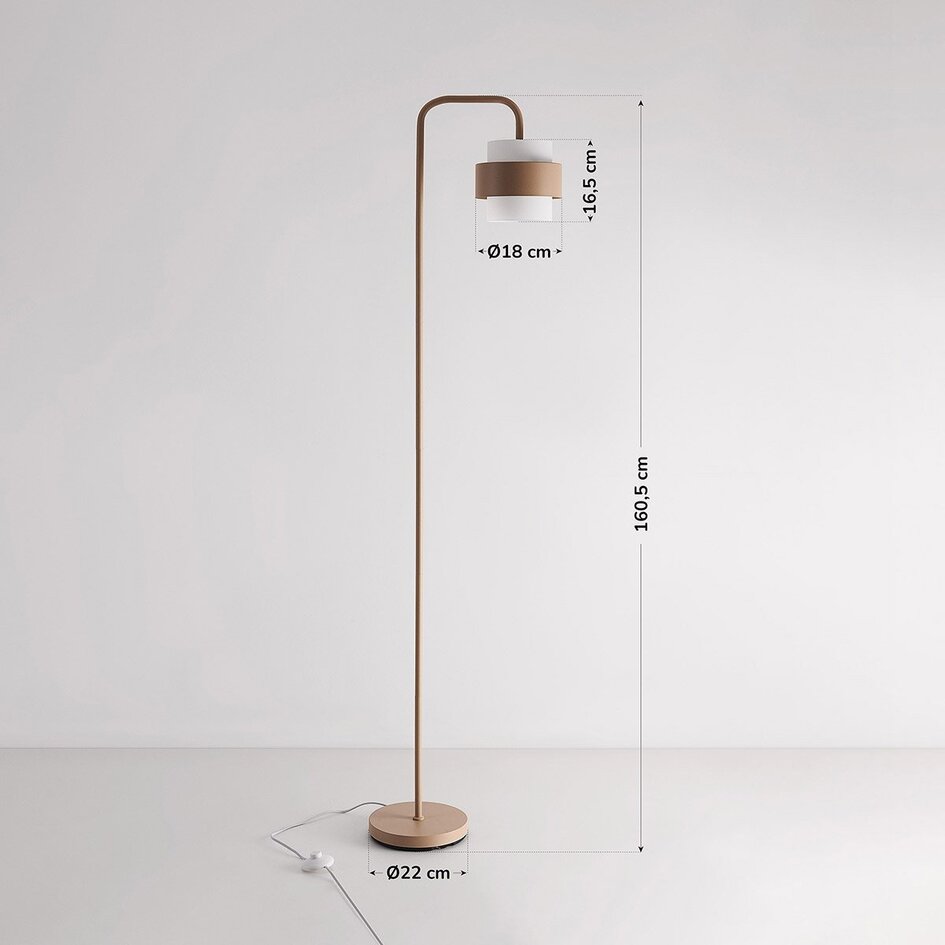 Lampadaire moderne Kodee en beige avec verre blanc laiteux