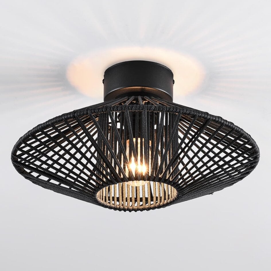 Lampe de salle de bain Tissé en corde tressée - noir