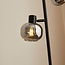 Lampadaire Jesse 3 lumières en noir, verre fumé et effet miroir