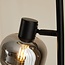 Lampadaire Jesse 3 lumières en noir, verre fumé et effet miroir