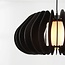 Suspension en bois Rorka avec lamelles noires, forme ronde ouverte et diffuseur