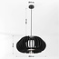 Suspension en bois Rorka avec lamelles noires, forme ronde ouverte et diffuseur