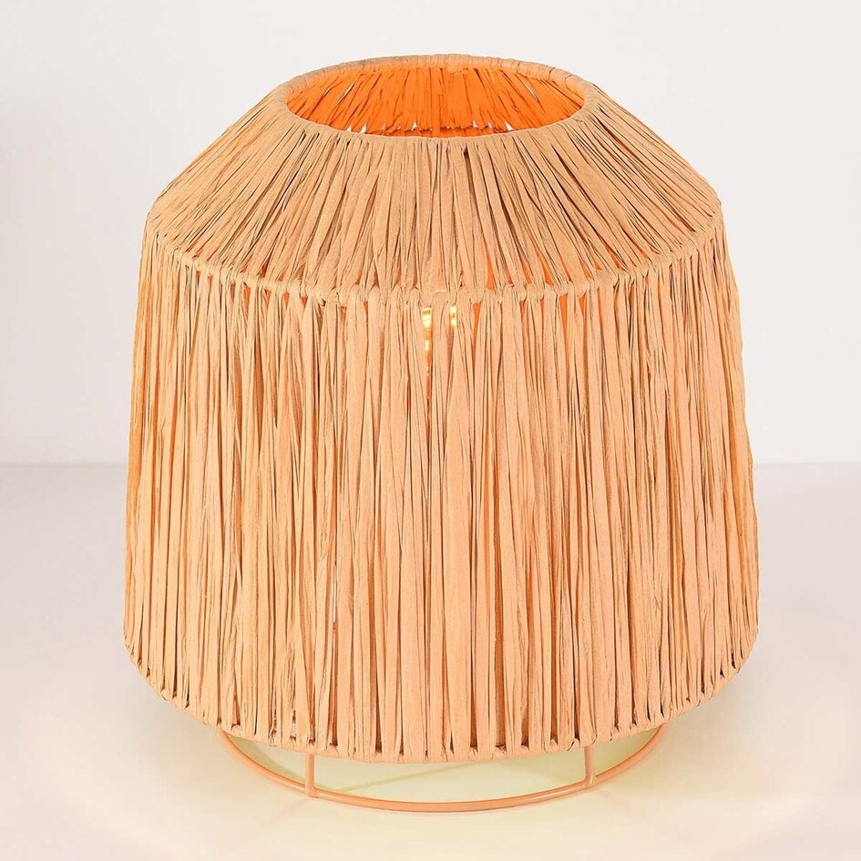 Lampe de table Aruna en papier raphia avec pied métallique beige