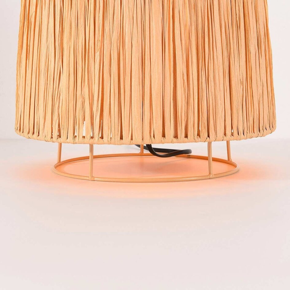 Lampe à poser Aruna en papier raffia - beige