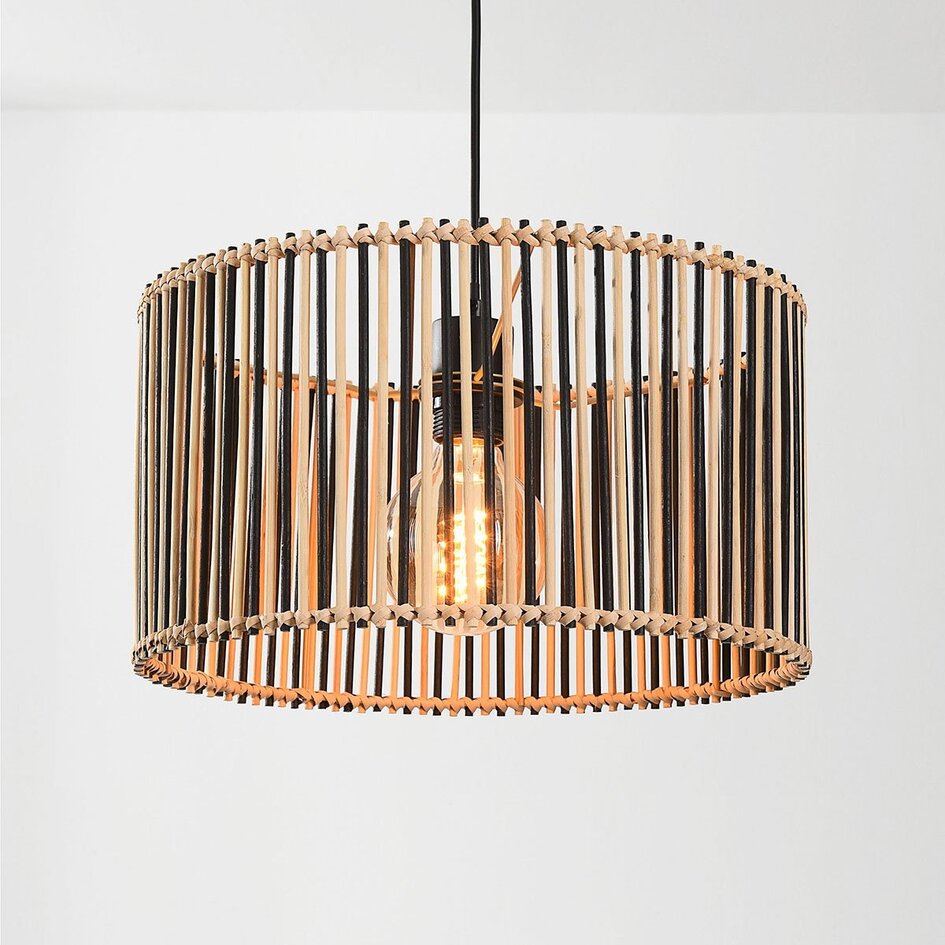 Suspension Lora - bambou en noir et naturel