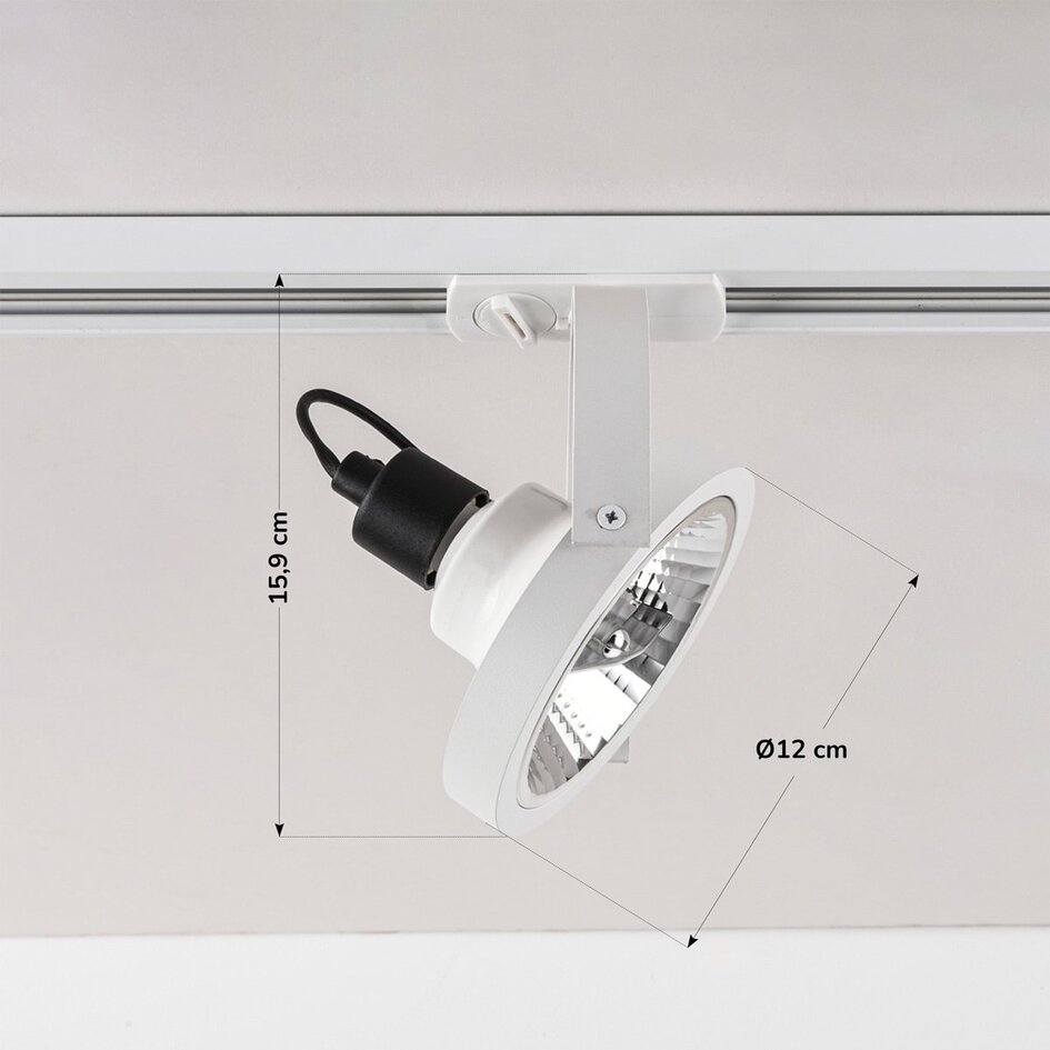 Spot sur rail monophasé Beam AR111, blanc