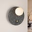 Applique ronde Vero en ciment et verre blanc laiteux, aspect terrazzo gris foncé