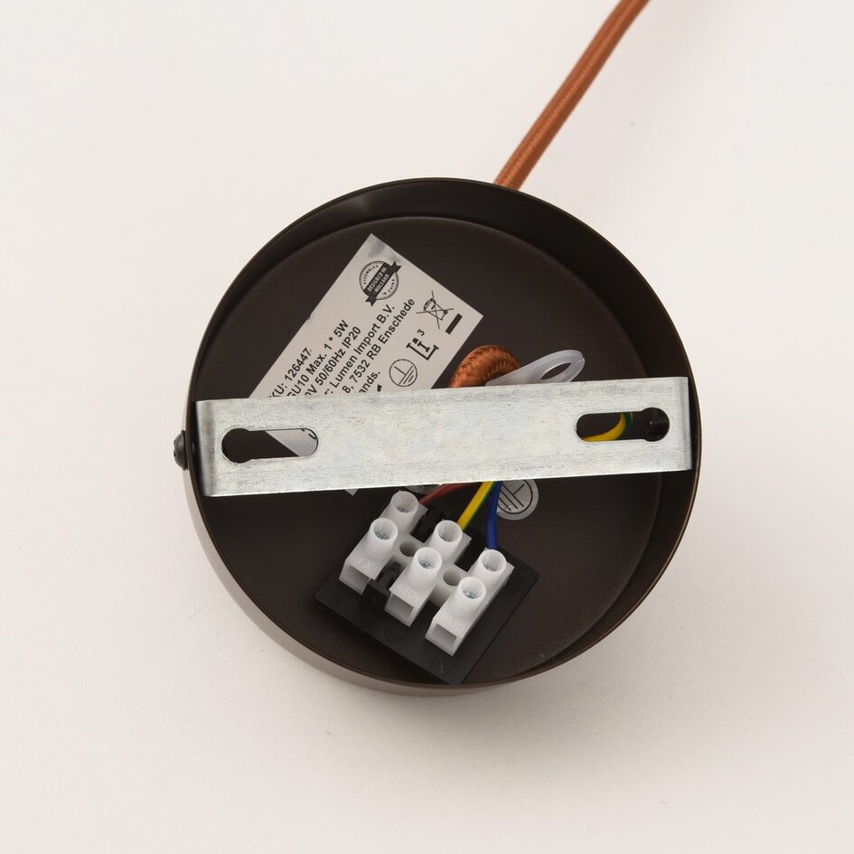 Suspension Oreno en travertin (pierre naturelle) et bois incl. source lumineuse Philips