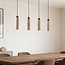 Suspension Oreno à 4 lumières - travertin (pierre naturelle) et bois, ampoules incluses