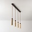 Suspension Oreno à 4 lumières - travertin (pierre naturelle) et bois, ampoules incluses