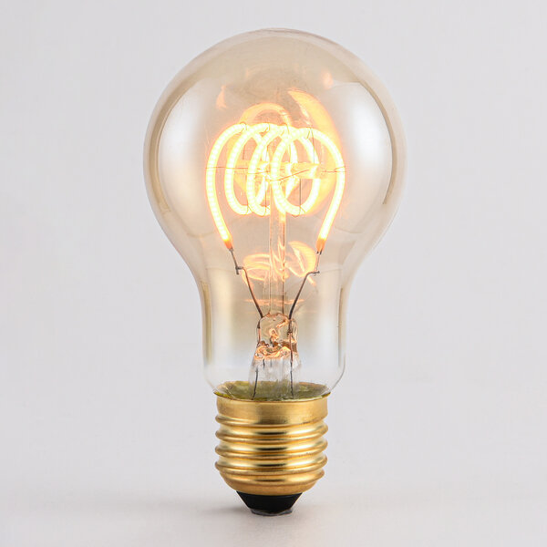 Ampoule spirale horizontale 5W, 1800K, verre ambré Ø60 - dimmable