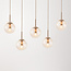 Suspension moderne Alea beige avec boules en verre transparent, 5 lumières