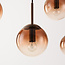 Suspension Nira avec boules en verre brun ombré, 5 lumières