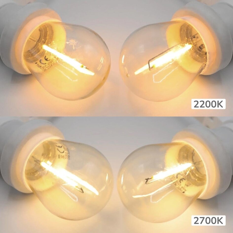 Kit guirlande guinguette, ampoules LED filament 1W, guirlande blanche