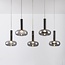 Suspension Valira à 5 lumières - chrome noir et verre fumé, télécommande et intensité variable