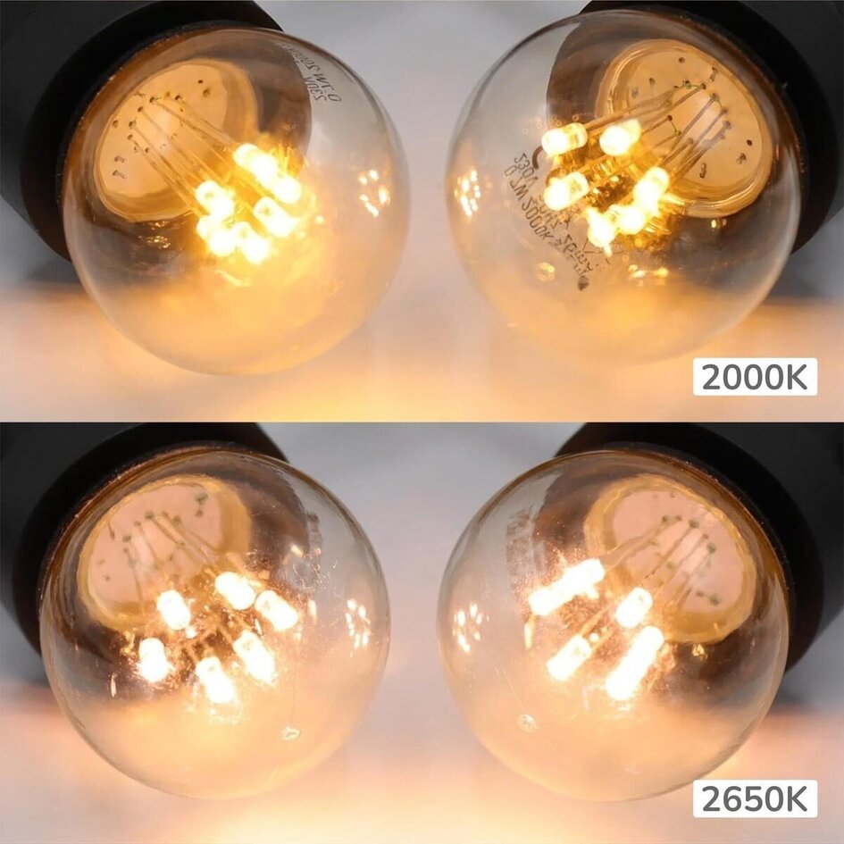 Ampoules guinguette à LED blanc chaud avec LED sur grandes perches