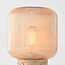 Lampe de table Aurex avec verre ambré nervuré et pied aspect travertin