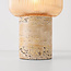 Lampe de table Aurex avec verre ambré nervuré et pied aspect travertin