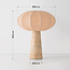 Lampe de table Japandi Merox avec abat-jour en tissu et pied aspect travertin